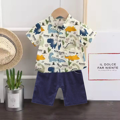 Sajavat Baby Boys Casual Shirt Shorts(DINOSAUR_BLUE_Multicolor)
