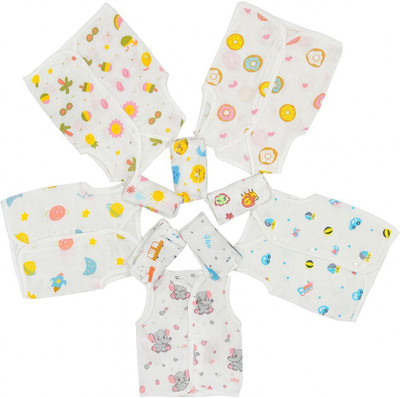 Nanhaawear Vest For Baby Boys & Baby Girls Cotton(White, Pack of 5)