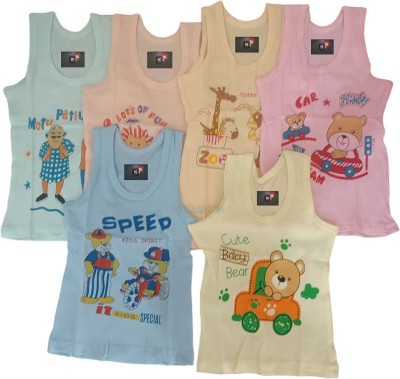 PE Fashion Vest For Baby Boys & Baby Girls Cotton Blend(Multicolor, Pack of 6)