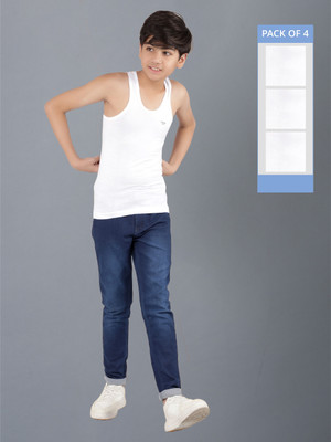 Dollar Vest For Boys Cotton(White, Pack of 4)