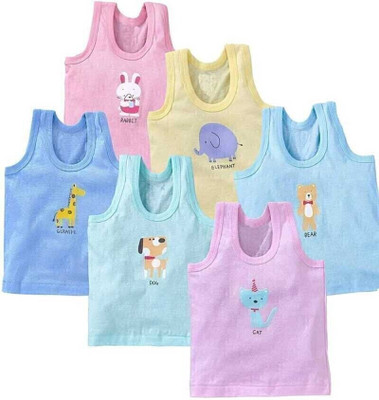 HouseOfCommon Vest For Baby Boys & Baby Girls Pure Cotton(Multicolor, Pack of 6)