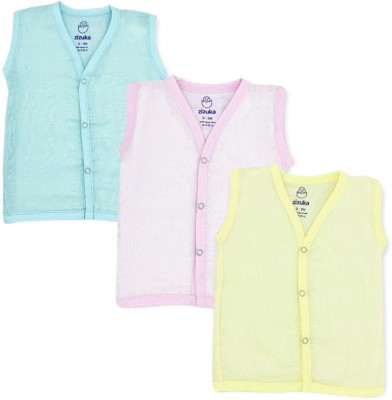 Zizuka Vest For Baby Boys & Baby Girls Muslin, Cotton, Organic Cotton Blend(Pink, Pack of 3)