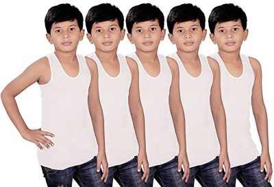 SUPERMOOD Vest For Boys Cotton(White, Pack of 5)