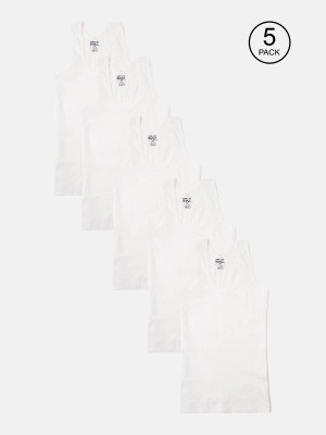 LUX cozi Vest For Boys Pure Cotton(White Pack of 5) Lowest Price in