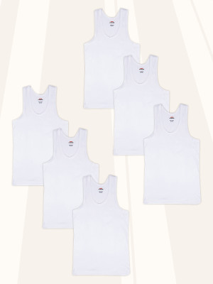 Lux Parker Vest For Boys Pure Cotton(White, Pack of 6)