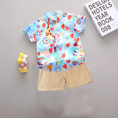 Sajavat Baby Boys Casual Shirt Shorts(HEARTS_CHIKU_Light Blue)
