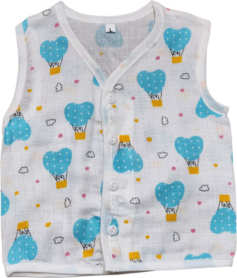 Thekuttydreams Vest For Baby Boys & Baby Girls Muslin(Multicolor, Pack of 1)