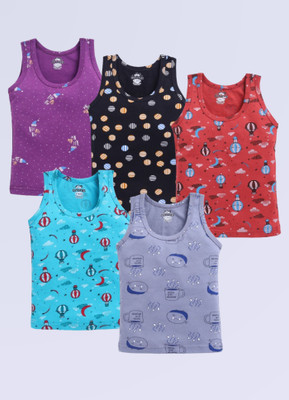 KOLKIDS Vest For Baby Boys & Baby Girls Cotton Blend(Multicolor, Pack of 5)