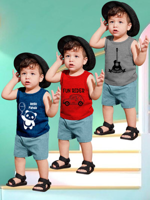 KidBee Vest For Baby Boys Cotton(Multicolor, Pack of 3)