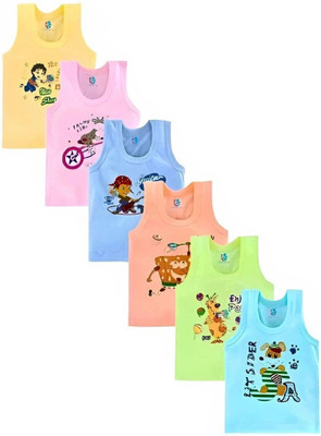 Trinch Vest For Baby Boys Cotton(Multicolor, Pack of 6)