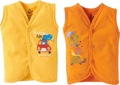 Babywish Vest For Baby Boys & Baby Girls Cotton Blend(Yellow, Pack of 2)