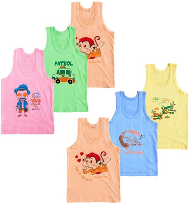 HouseOfCommon Vest For Baby Boys & Baby Girls Cotton(Multicolor, Pack of 6)