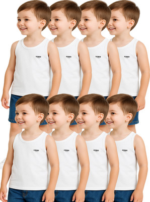 KidBee Vest For Baby Boys Cotton(White, Pack of 8)