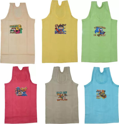 Mega Style Vest For Baby Boys & Baby Girls Cotton(Multicolor, Pack of 6)