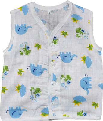 Thekuttydreams Vest For Baby Boys & Baby Girls Muslin(Blue, Pack of 1)