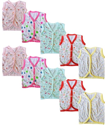 Just Live Fashion Vest For Baby Boys & Baby Girls Cotton(Light Blue, Pack of 10)