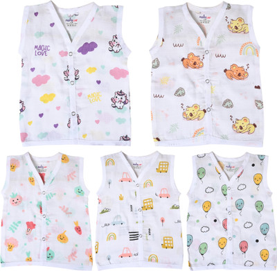 Mumslap Vest For Baby Boys & Baby Girls Cotton(White, Pack of 5)