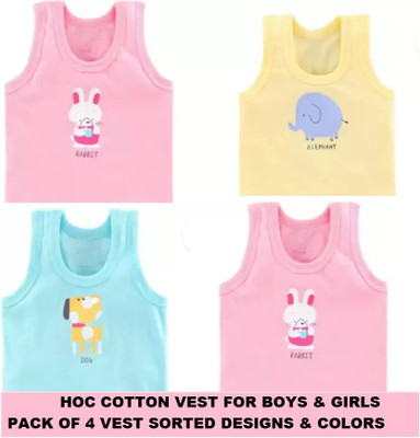 HouseOfCommon Vest For Baby Boys & Baby Girls Cotton(Multicolor, Pack of 4)