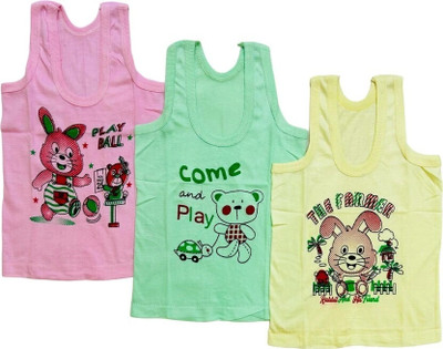 HouseOfCommon Vest For Baby Boys & Baby Girls Cotton(Multicolor, Pack of 3)