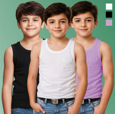 Uniplanet Store Vest For Boys Cotton Blend(Multicolor, Pack of 3)
