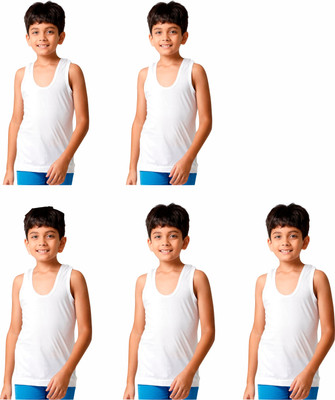 JONMO Vest For Boys Pure Cotton(White, Pack of 5)