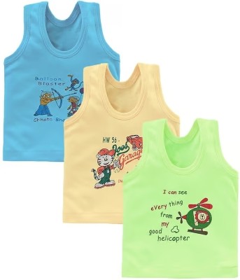 ohseem Vest For Baby Boys & Baby Girls Cotton Blend(Multicolor, Pack of 3)