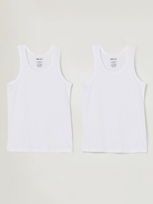 Fame Forever by Lifestyle Vest For Boys Cotton Blend(White, Pack of 2)