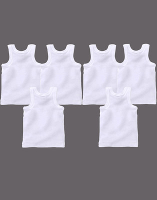 BABYSHOPEE Vest For Baby Boys Cotton(White, Pack of 6)
