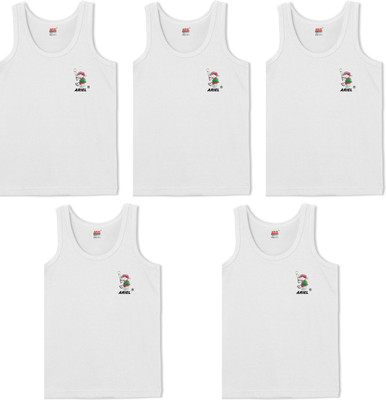Ariel Vest For Boys Cotton(White, Pack of 5)