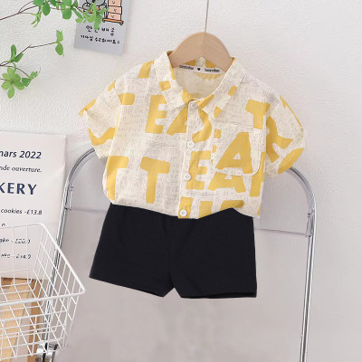 Sajavat Baby Boys Casual Shirt Shorts(OHM_YELLOW_BLACK_Yellow)