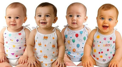 Bunny&Tortoise Vest For Baby Boys & Baby Girls Cotton(Multicolor, Pack of 4)