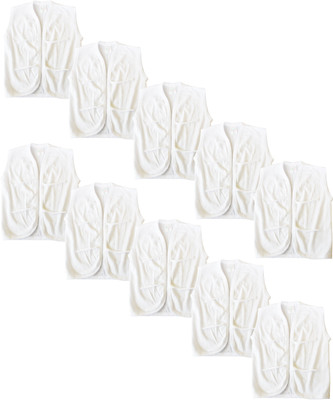 Just Live Fashion Vest For Baby Boys & Baby Girls Cotton(White, Pack of 10)