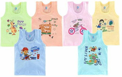 HouseOfCommon Vest For Baby Boys Cotton(Multicolor, Pack of 6)