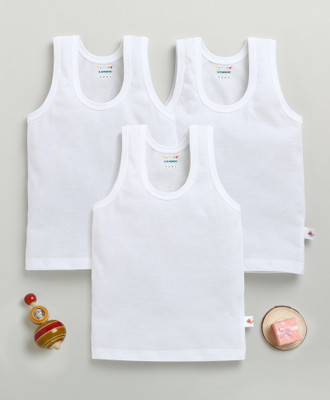 BUMZEE Vest For Boys Pure Cotton(White, Pack of 3)