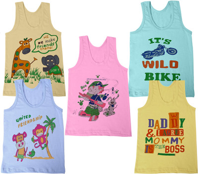 Shakubhar Vest For Baby Boys & Baby Girls Cotton Blend(Multicolor, Pack of 5)