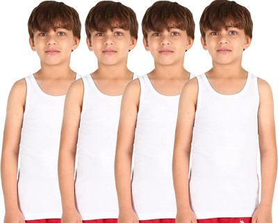 fitto Vest For Boys Pure Cotton(White, Pack of 4)