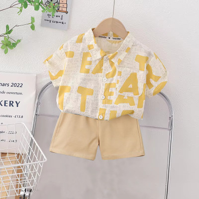 LITTLE MUNDA Baby Boys Casual Shirt Shorts(OHM_YELLOW_CHIKU_Yellow)