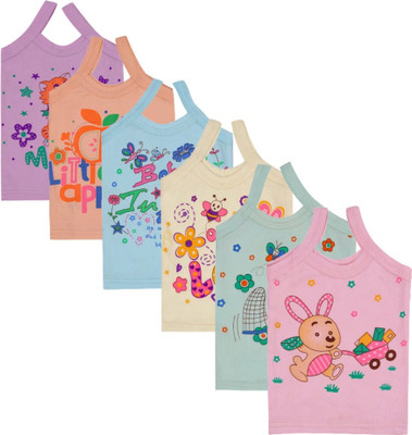 HouseOfCommon Vest For Girls Cotton Blend(Multicolor, Pack of 6)