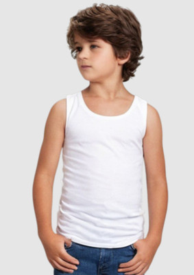 Uniplanet Store Vest For Boys Cotton Blend(White, Pack of 1)