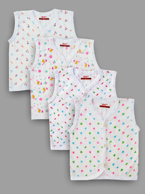 DON CARE Vest For Baby Boys & Baby Girls Cotton(White, Pack of 4)