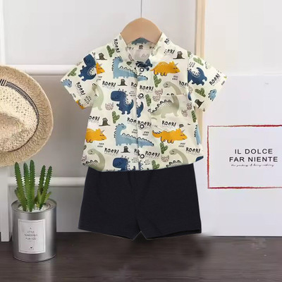 Sajavat Baby Boys Casual Shirt Shorts(DINOSAUR_BLACK_Multicolor)