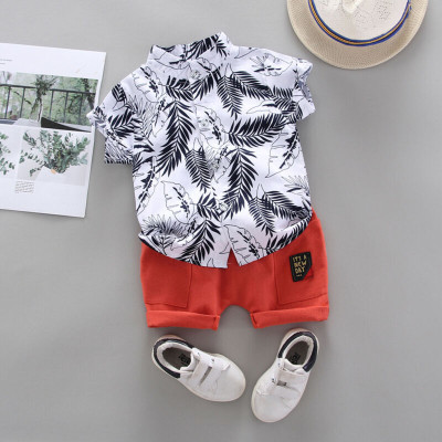 Sajavat Baby Boys Casual Shirt Shorts(LEAVES_ORANGE_White)