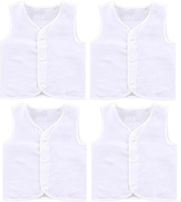 Tangy Vest For Boys & Girls Cotton Blend(White, Pack of 4)