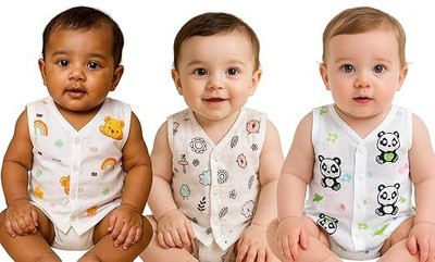 Bunny&Tortoise Vest For Baby Boys & Baby Girls Cotton(Multicolor, Pack of 3)