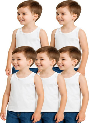 Desnuda Vest For Boys Pure Cotton(White, Pack of 5)
