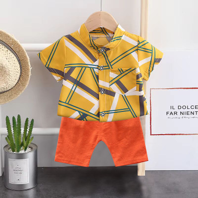 Sajavat Baby Boys Casual Shirt Shorts(CROSSLINE_YELLOW_ORANGE_Yellow)