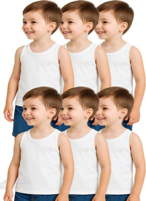 Desnuda Vest For Boys Pure Cotton(White, Pack of 6)