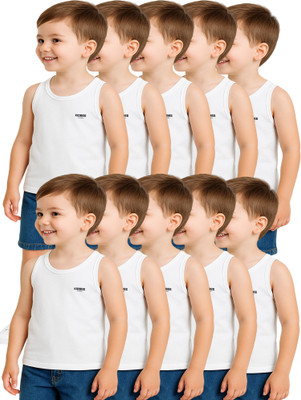 KidBee Vest For Baby Boys Cotton(White, Pack of 10)
