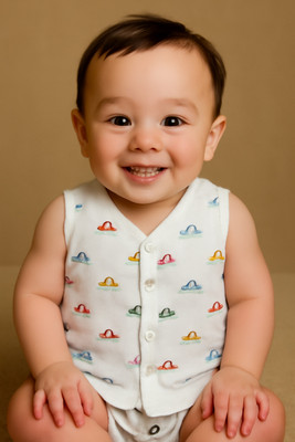 Thekuttydreams Vest For Baby Boys & Baby Girls Muslin(White, Pack of 1)