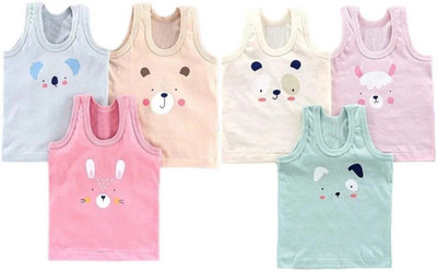 NEW TRINATH HOSIERY Vest For Baby Boys & Baby Girls Cotton(Multicolor, Pack of 6)
